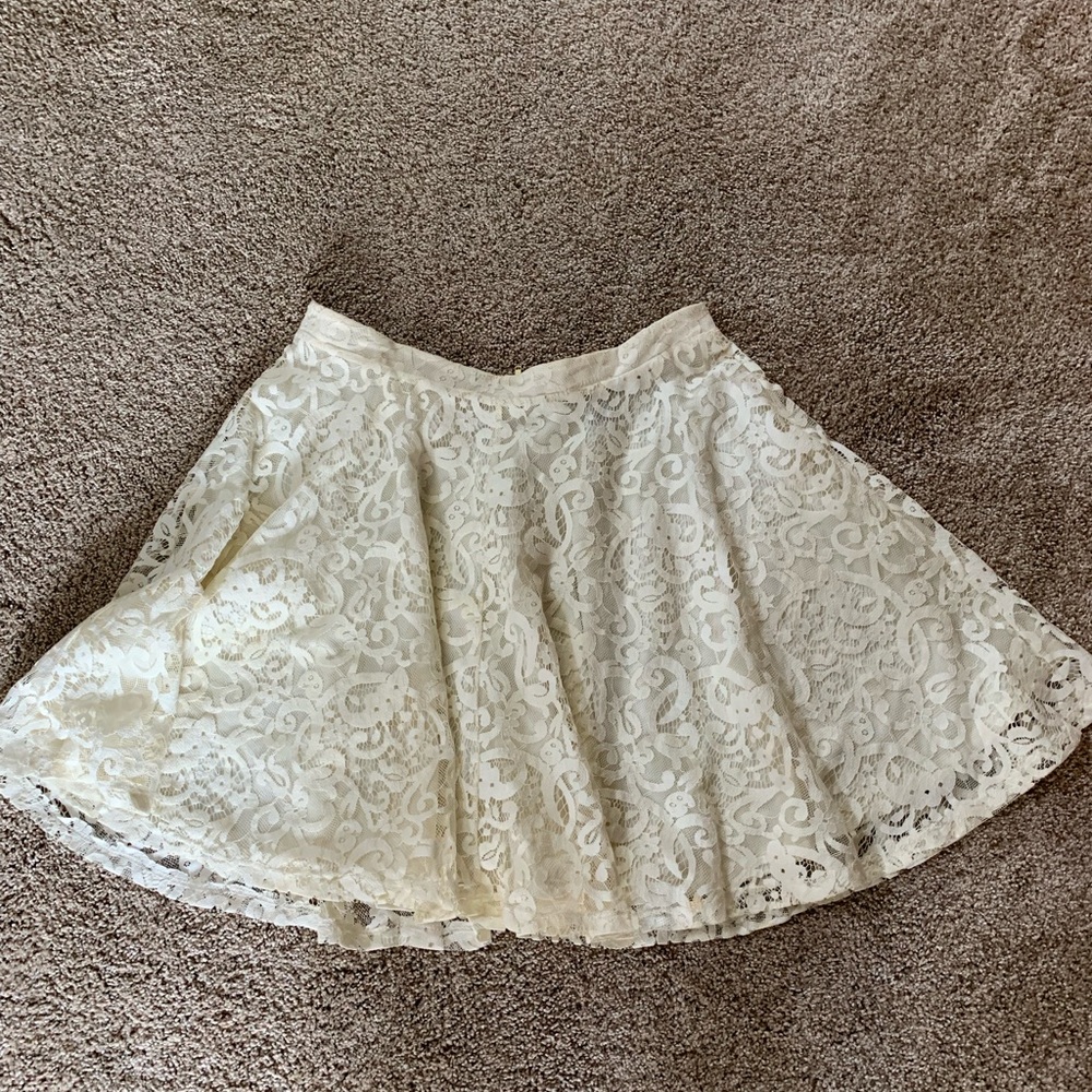 H&M white lace skater skirt